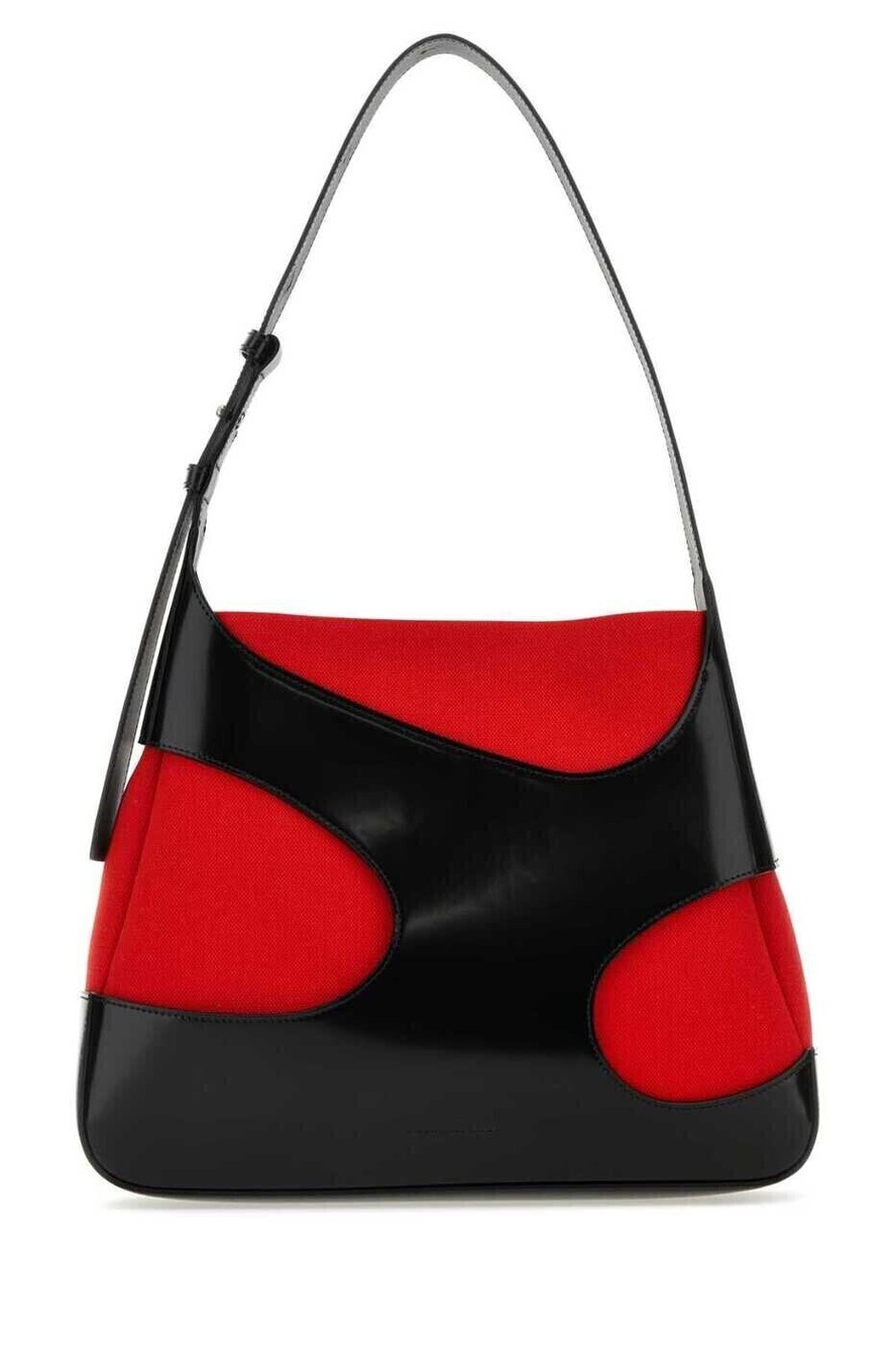 Salvatore Ferragamo Sculpted Hobo Shoulder Bag Leather Multicolor Red Black